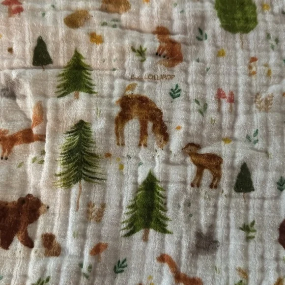 Loulou Lollipop Lightweight Muslin Sleep Bag 1 TOG - Forest Friends - 3-12m - Picture 3 of 5